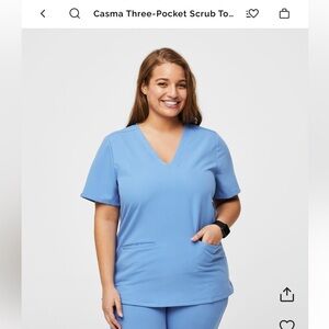 FIGS XL Ceil Blue 3 Pocket Scrub Top Like NEW